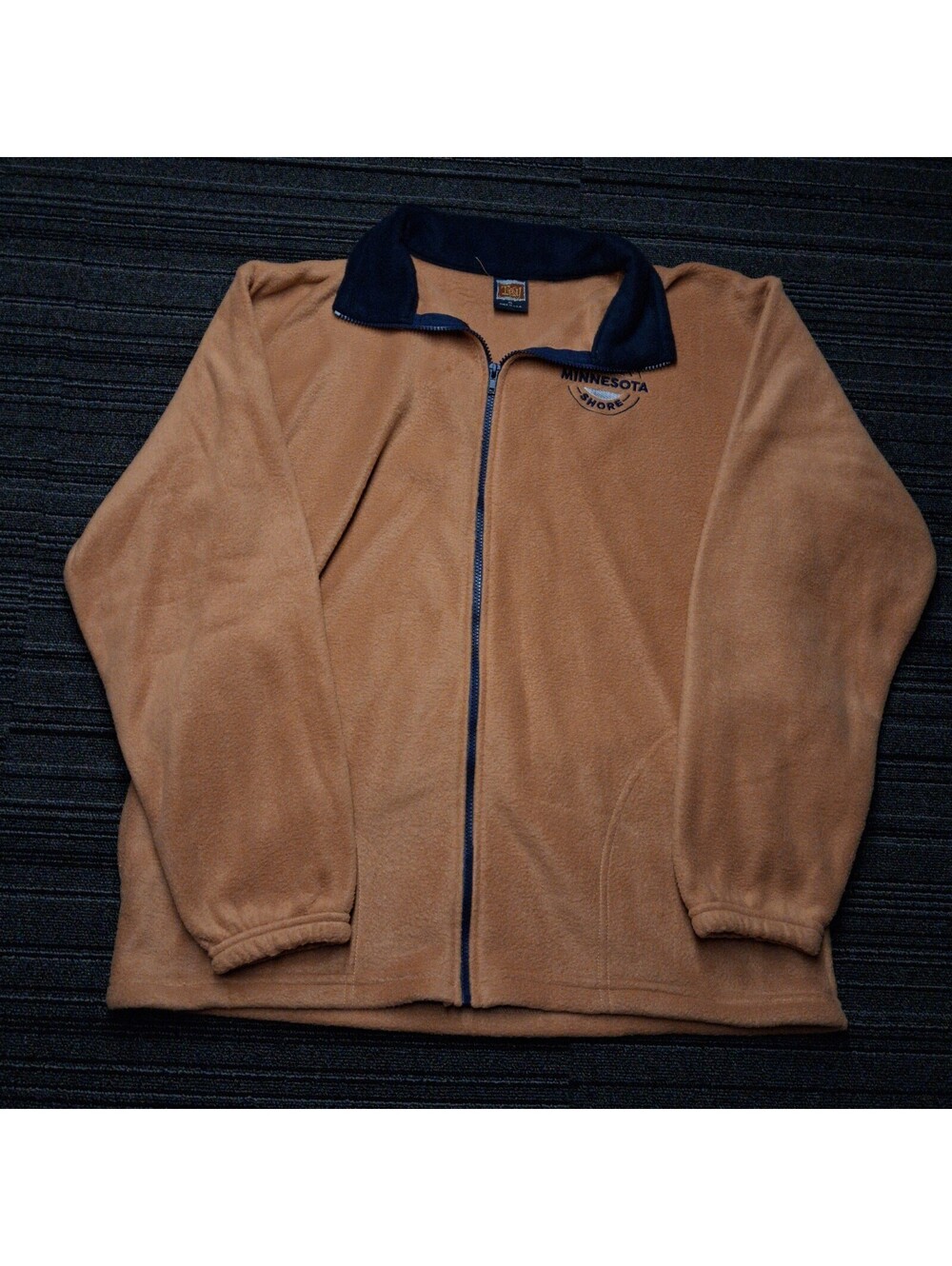 Tipsy USA North Minnesota Shore Fleece Jacket Mens XL Brown Blue Full Zip